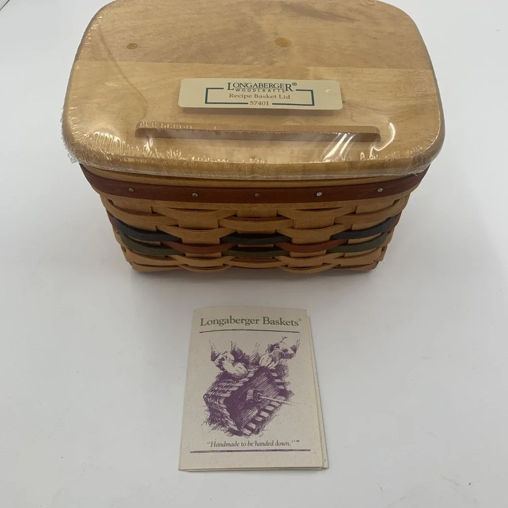 Vintage Longaberger 1994 Recipe Card Basket with Lid Shades of Autumn Collection - Picture 1 of 9